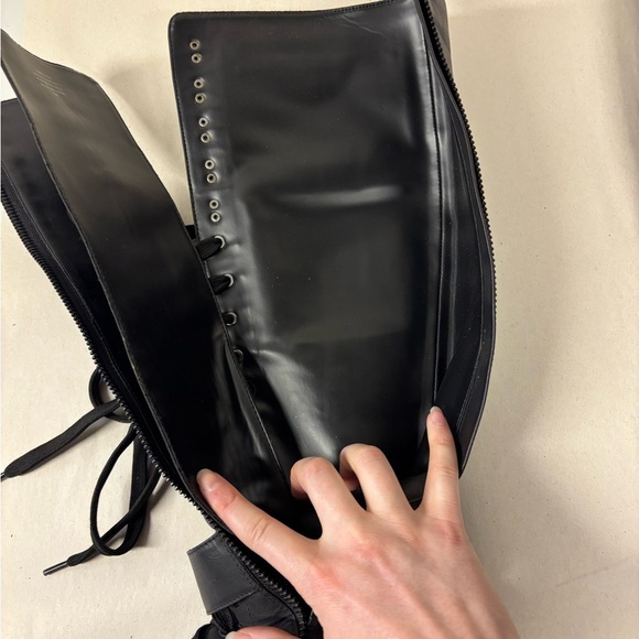 Dolls Kill Black Combat Lace-Up Knee-High Boots - Picture 5 of 8